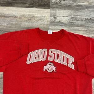 Vintage Y2K Russell Athletic Ohio State Buckeyes Red Mens XL Pullover Sweatshirt
